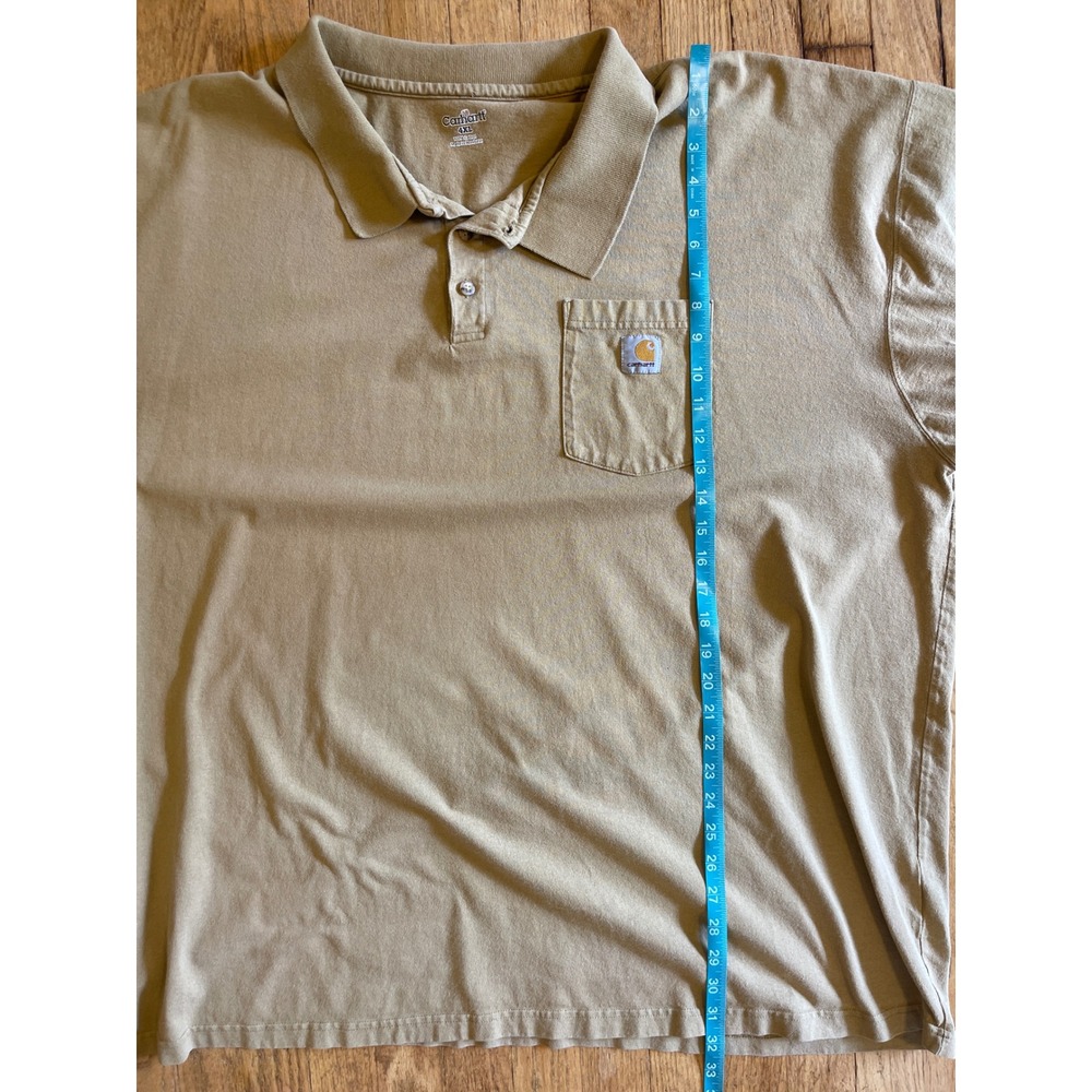 Carhartt 4XL Pocket Polo Mens Tan Cotton Short Sleeve Shirt Big Tall Original - Picture 4 of 7